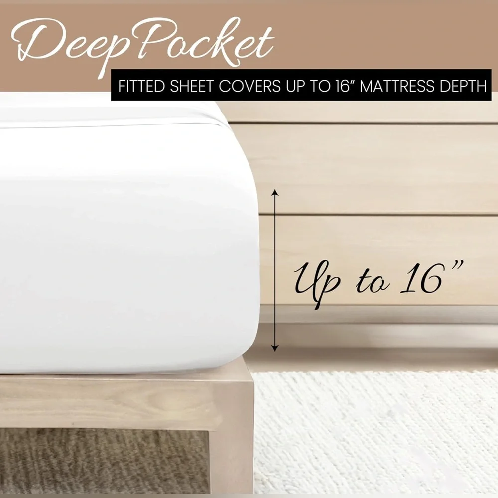 NEW Microfiber King Sheet Set 4 Piece Ultra Soft & Wrinkle-Free Easy Care Bed